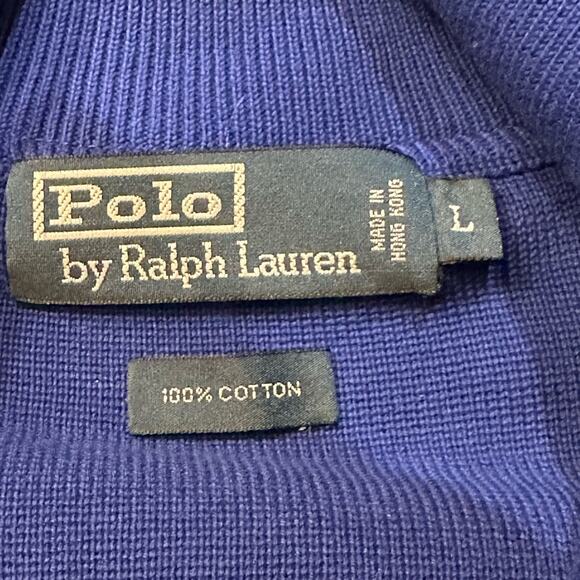Vintage Polo Ralph Lauren Mens Large Royal Blue Zip Turtleneck sweater - Picture 4 of 5
